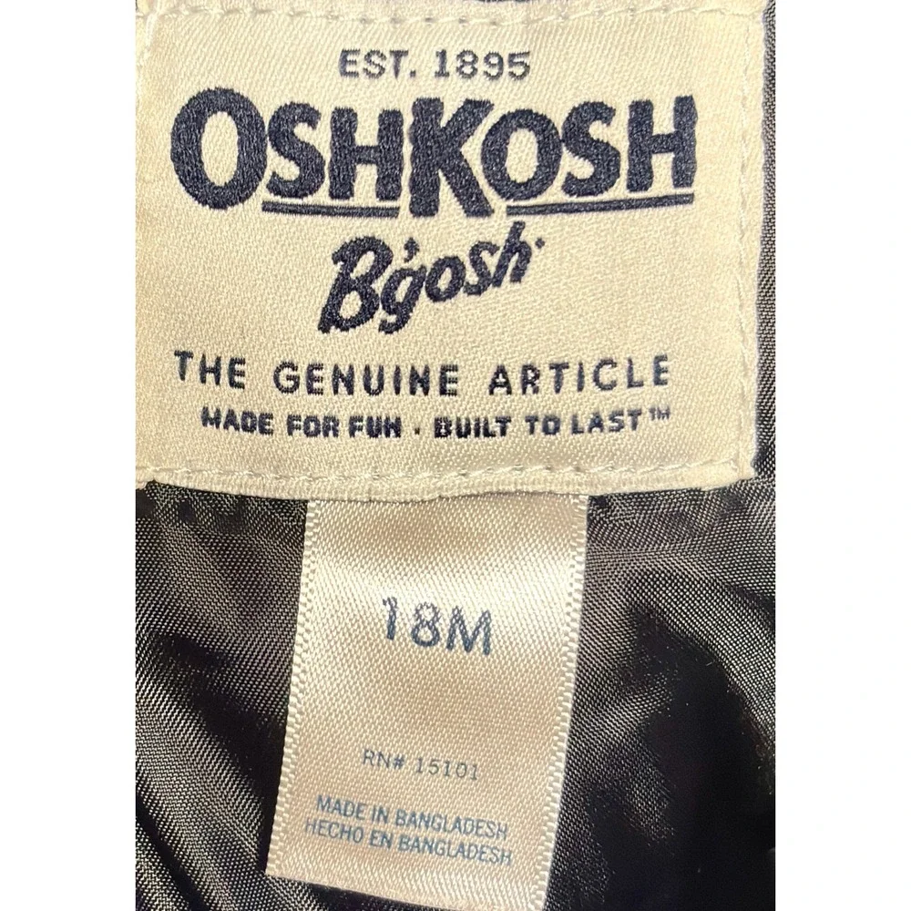 OshKosh B'gosh Black Fleece Lined Snow Bib Overalls Toddler 18M‎ Heart Pockets